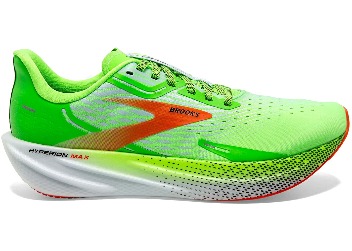 ブルックス マックス 緑 緑であること 赤 赤いこと 橙 オレンジ色 白いこと 白いこと スニーカー メンズ BROOKS HYPERION MAX GREEN GECKO RED ORANGE / GREEN GECKO RED ORANGE WHITE