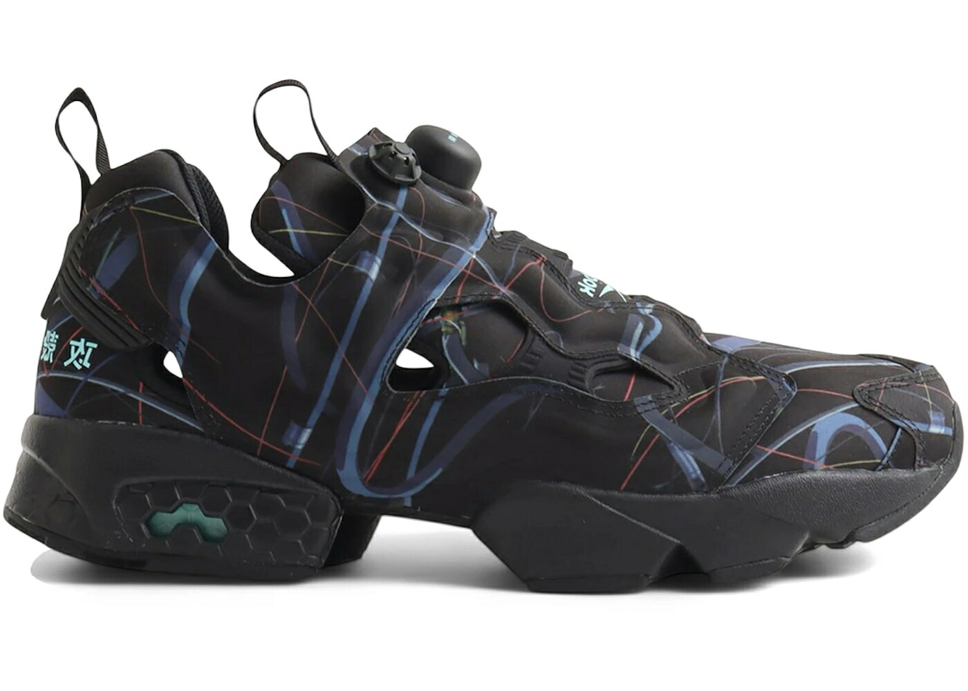 リーボック 甲殻 黒いこと 黒いこと 青碧 青色 インスタポンプフューリー スニーカー メンズ REEBOK INSTAPUMP FURY 94 ATMOS X GHOST IN THE SHELL / BLACK BLUE スニーカー-メンズ靴