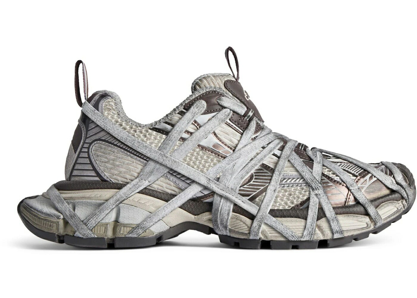 バレンシアガ 茶色 ブラウン 灰色 グレー 白色 ホワイト スニーカー メンズ BALENCIAGA 3XL EXTREME LACE BROWN GREY DISTRESS / BROWN WHITE GREY｜スニケス