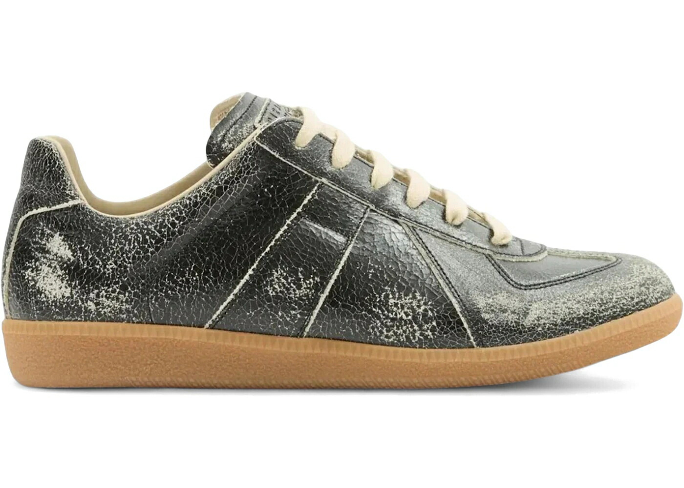 メゾンマルジェラ 黒色 ブラック 白色 ホワイト スニーカー メンズ MAISON MARGIELA MAISON MARGIELA REPLICA BLACK WHITE DISTRESSED / BLACK WHITE