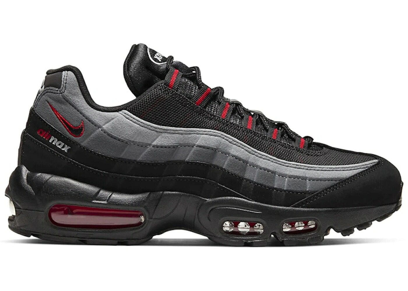ナイキ マックス ロゴ リベンジ 黒色 ブラック 赤 レッド 灰色 グレー エアマックス スニーカー メンズ NIKE AIR MAX 95 LOGO REVERSE CHILI / BLACK VARSITY RED WOLF GREY|スニケス