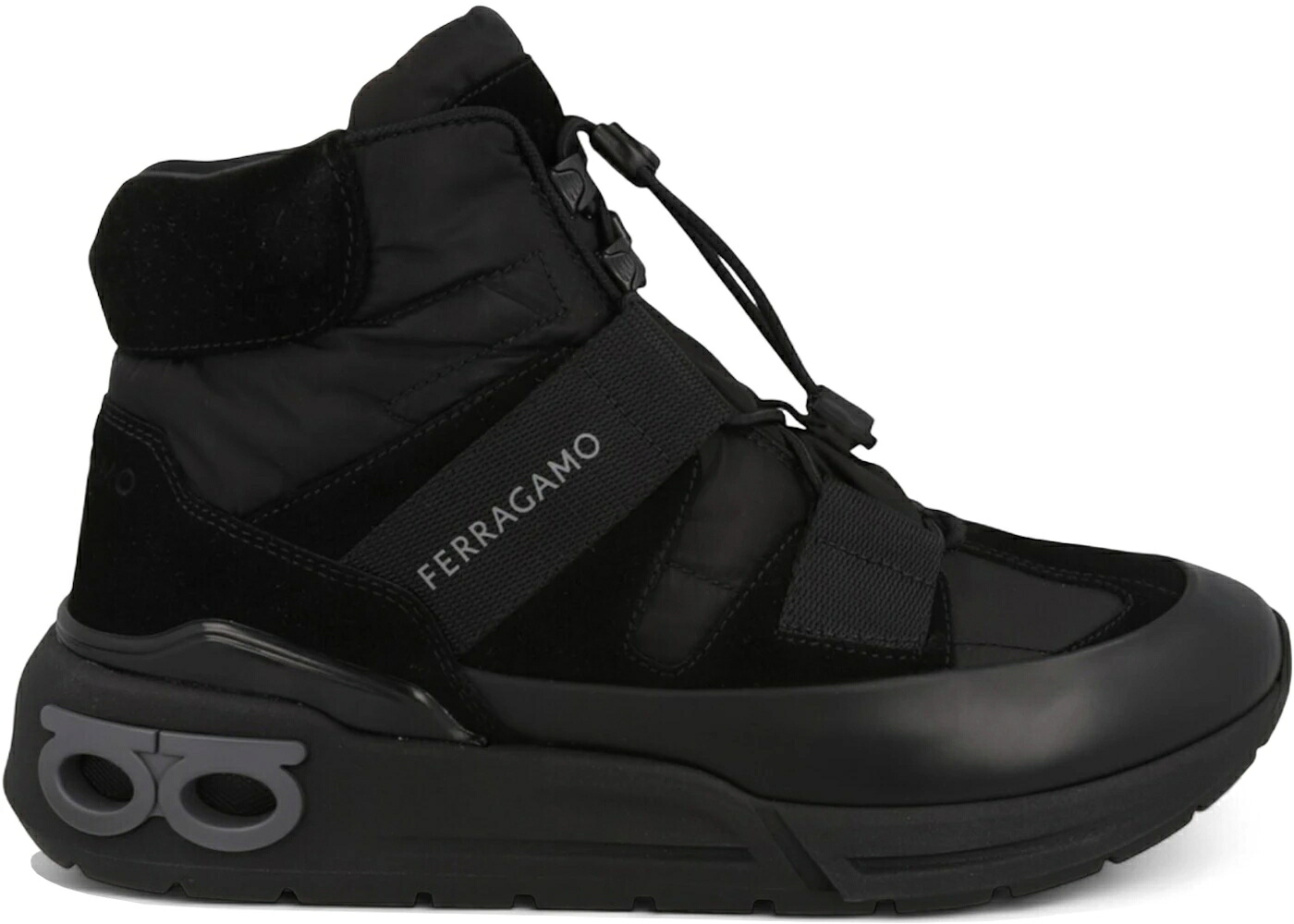 黒いこと 黒いこと スニーカー メンズ FERRAGAMO LEONIDA HIGH-TOP SNEAKERS BLACK /