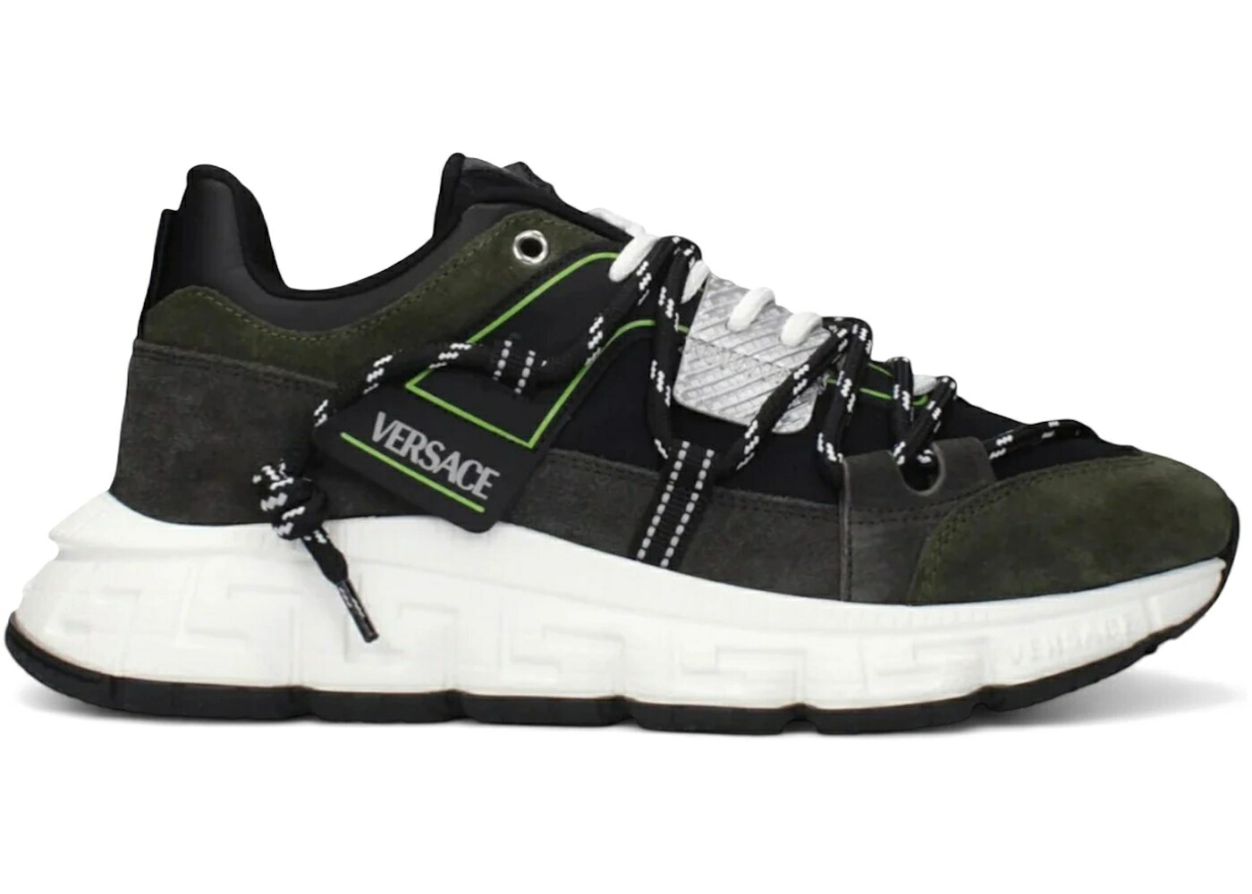 ヴェルサーチェ 灰色 グレー 緑 グリーン スニーカー メンズ VERSACE TRIGRECA V2 GREY MILITARY GREEN / GREY MILITARY GREEN