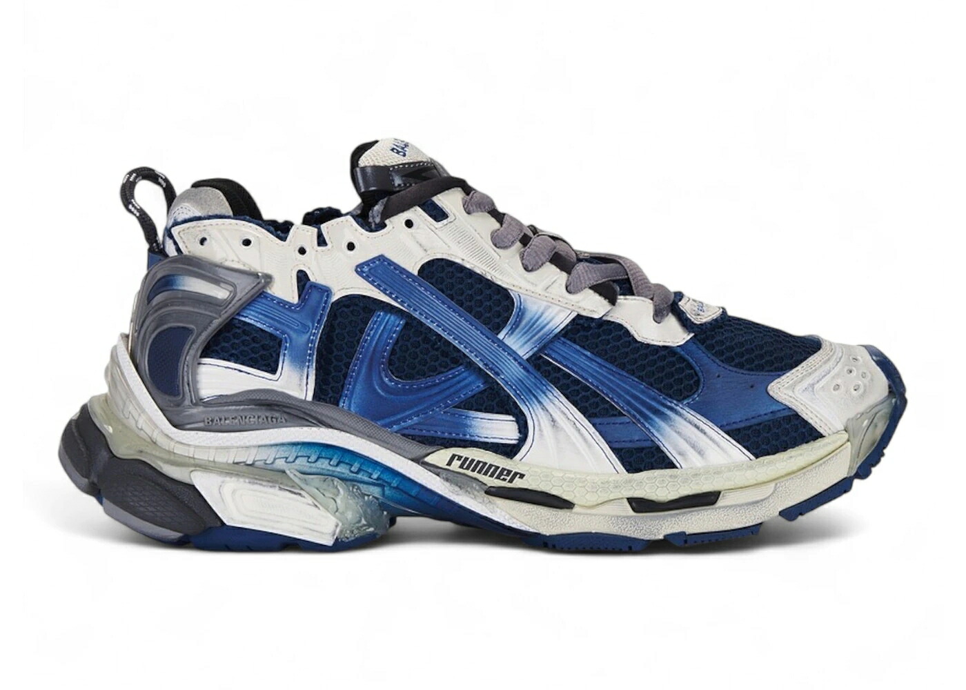 バレンシアガ 白いこと 白いこと 紺色 米国海軍 薄墨色 薄墨色 スニーカー メンズ BALENCIAGA RUNNER GRADIENT WHITE NAVY GREY / WHITE NAVY GREY