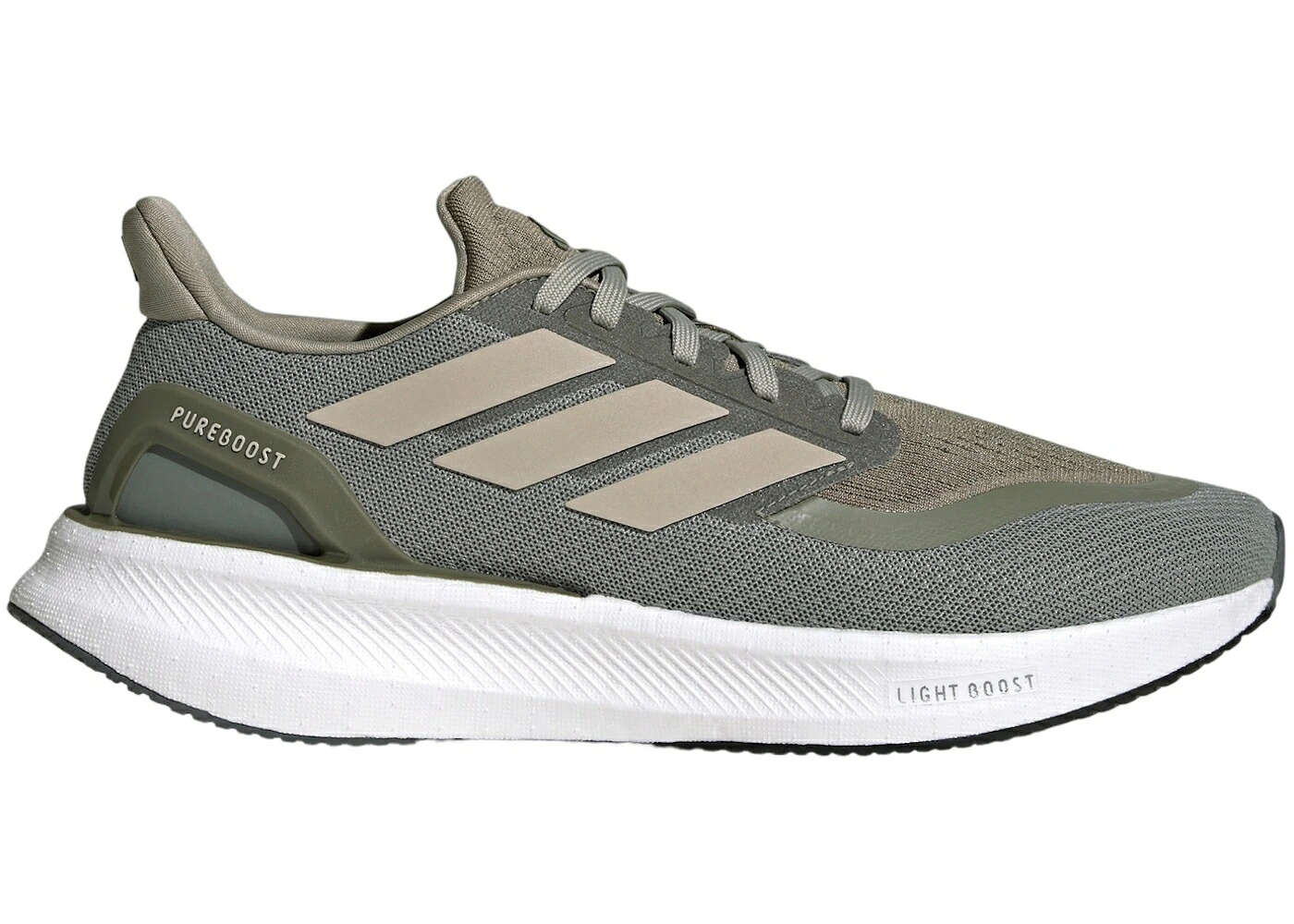 アディダス しろがね色 しろがね色 ベージュ オリーブ スニーカー メンズ ADIDAS PUREBOOST 5 SILVER PEBBLE WONDER BEIGE OLIVE STRATA / SILVER PEBBLE WONDER BEIGE OLIVE