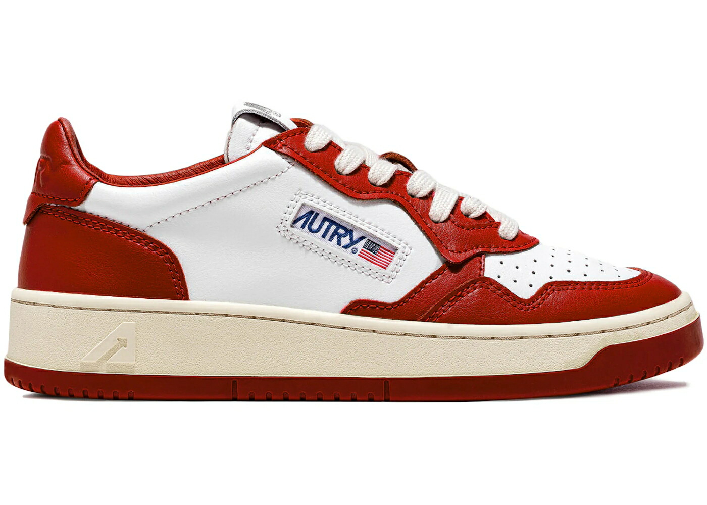 なめし革 赤 赤いこと 白いこと 白いこと 皮膚軟化剤 スニーカー メンズ AUTRY MEDALIST LEATHER LOW RED WHITE / RED WHITE CREAM