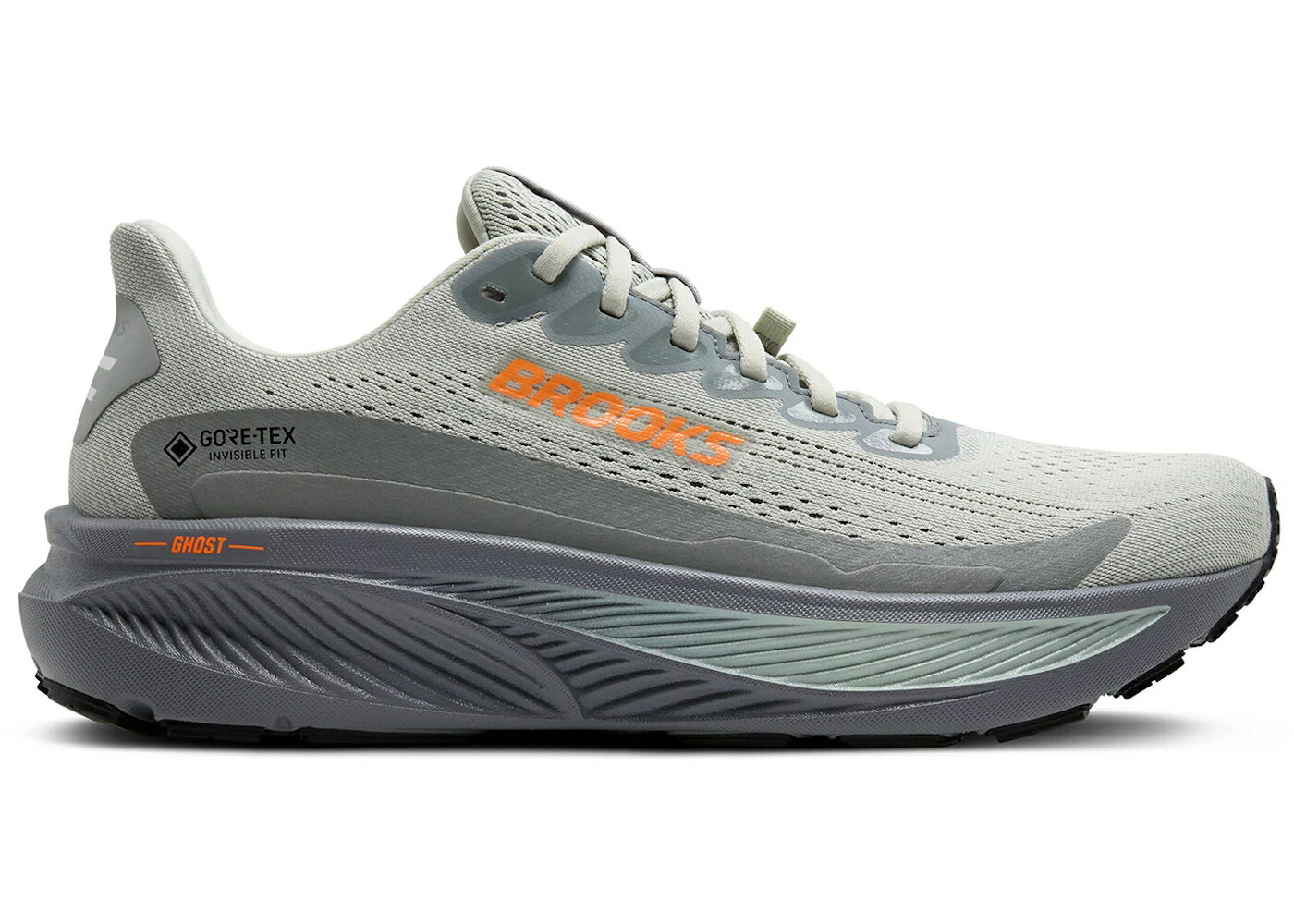 ブルックス ゴアテックス 薄墨色 薄墨色 橙 オレンジ色 スニーカー メンズ BROOKS GHOST 17 GORE-TEX SMOKE PRIMER GREY ORANGE / SMOKE PRIMER GREY ORANGE