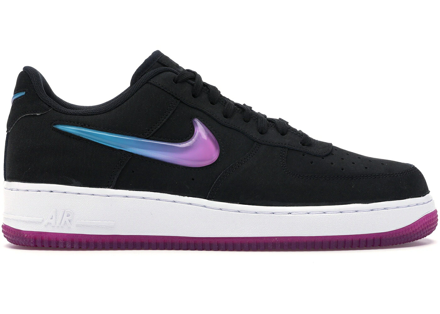 ナイキ 黒いこと 黒いこと 青み 青色 空軍 スニーカー メンズ NIKE AIR FORCE 1 LOW JELLY JEWEL BLACK / BLACK ACTIVE FUCHSIA BLUE LAGOON