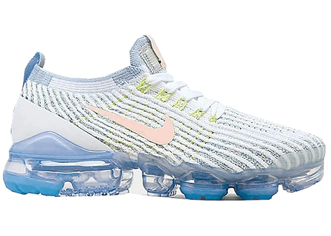ナイキ フライニット 白色 ホワイト 青色 ブルー エアヴェイパーマックス WOMEN'S スニーカー レディース NIKE AIR VAPORMAX FLYKNIT 3 ONE OF (WOMEN'S) / WHITE WASHED CORAL HYDROGEN BLUE｜スニケス