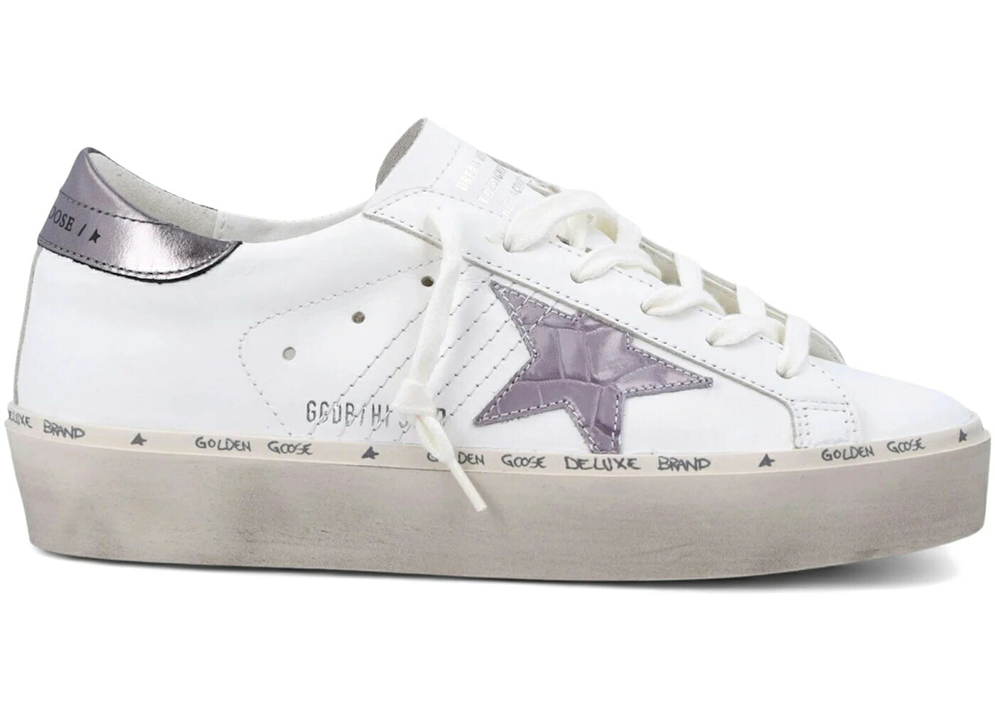 ゴールデングース 白いこと 白いこと 薄墨色 薄墨色 WOMEN\u0027S スニーカー レディース GOLDEN GOOSE GOLDEN GOOSE HI STAR LAMINATED CROCCO WHITE GREY LILLAC (WOMEN\u0027S) / WHITE GREY LILLAC