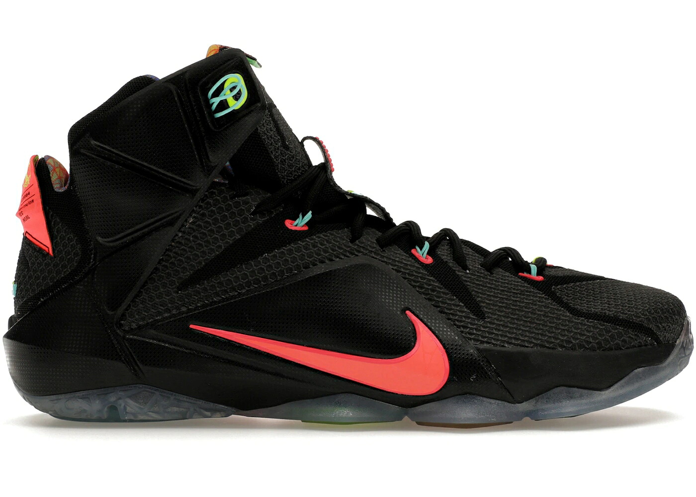 ナイキ レブロン 黒いこと 黒いこと スニーカー メンズ NIKE LEBRON 12 DATA / BLACK BRIGHT MANGO HYPER PUNCH