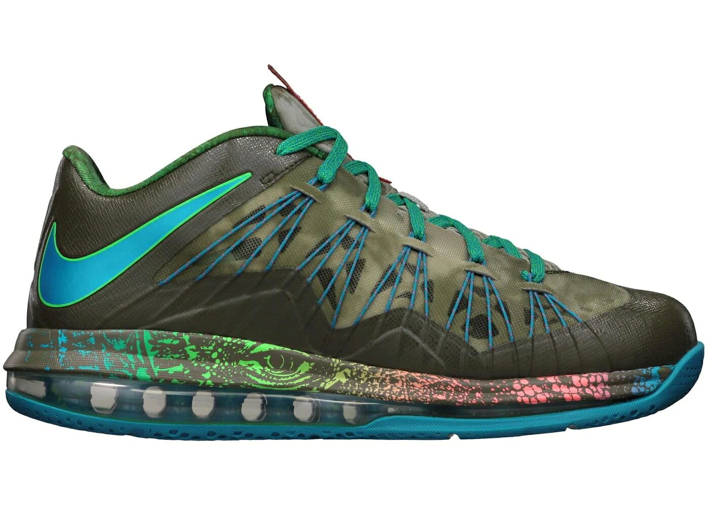 ナイキ レブロン 緑 緑であること ネオ スニーカー メンズ NIKE LEBRON X LOW REPTILE / TARP GREEN NEO TURQUOISE POISON