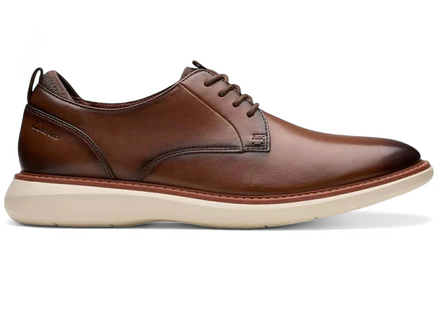 クラークス なめし革 スニーカー メンズ CLARKS BRANTIN PLAIN DARK TAN LEATHER / DARK TAN LEATHER