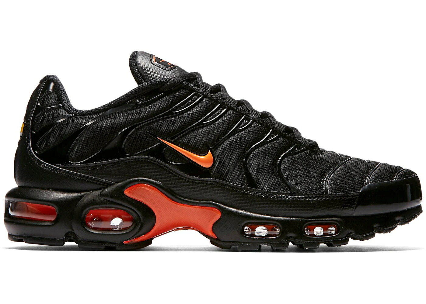 ナイキ マックス 黒いこと 黒いこと 橙 オレンジ色 エアマックスプラス スニーカー メンズ NIKE AIR MAX PLUS BLACK ORANGE / BLACK ORANGE BLACK