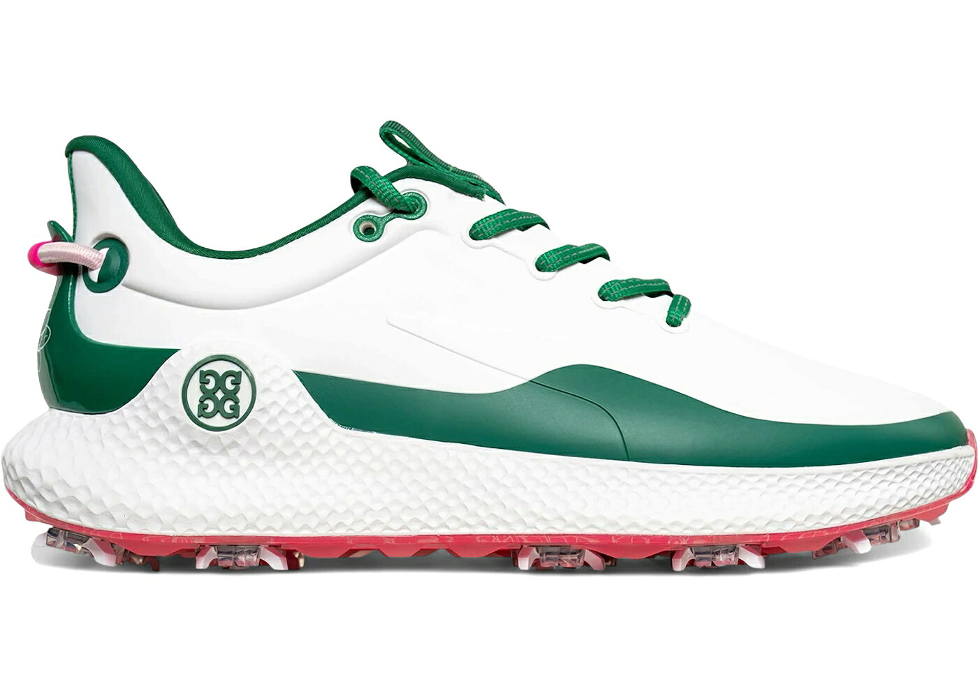ゴルフ 白色 ホワイト 緑 グリーン ピンク MG4+ ゴルフスニーカー CARL'S スニーカー メンズ G/FORE O2 G/LOCK GOLF SHOE GOLFLAND PERENNIAL / WHITE GREEN PINK｜スニケス