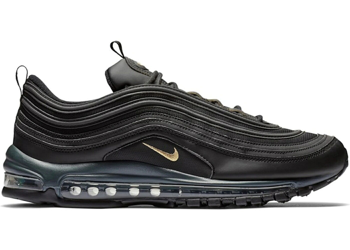 ナイキ マックス なめし革 黒いこと 黒いこと ゴールド エア湖マックス スニーカー メンズ NIKE AIR MAX 97 LEATHER BLACK GOLD / BLACK ANTHRACITE METALLIC GOLD