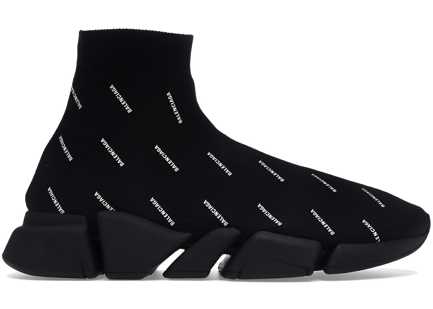 バレンシアガ 素早さ 調教師 ロゴタイプ 黒いこと 黒いこと 白いこと 白いこと 2.0 スニーカー メンズ BALENCIAGA SPEED TRAINER ALL OVER LOGO BLACK WHITE / BLACK WHITE