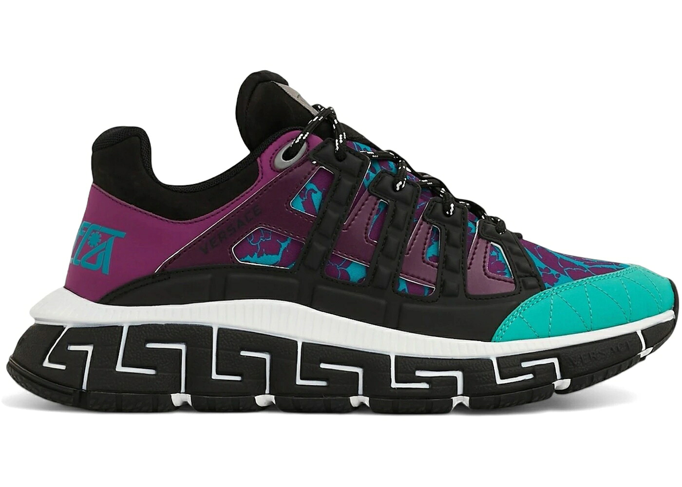 ヴェルサーチェ 黒いこと 黒いこと スニーカー メンズ VERSACE TRIGRECA BAROCCO PRINT TEAL PLUM / TEAL BLACK PLUM