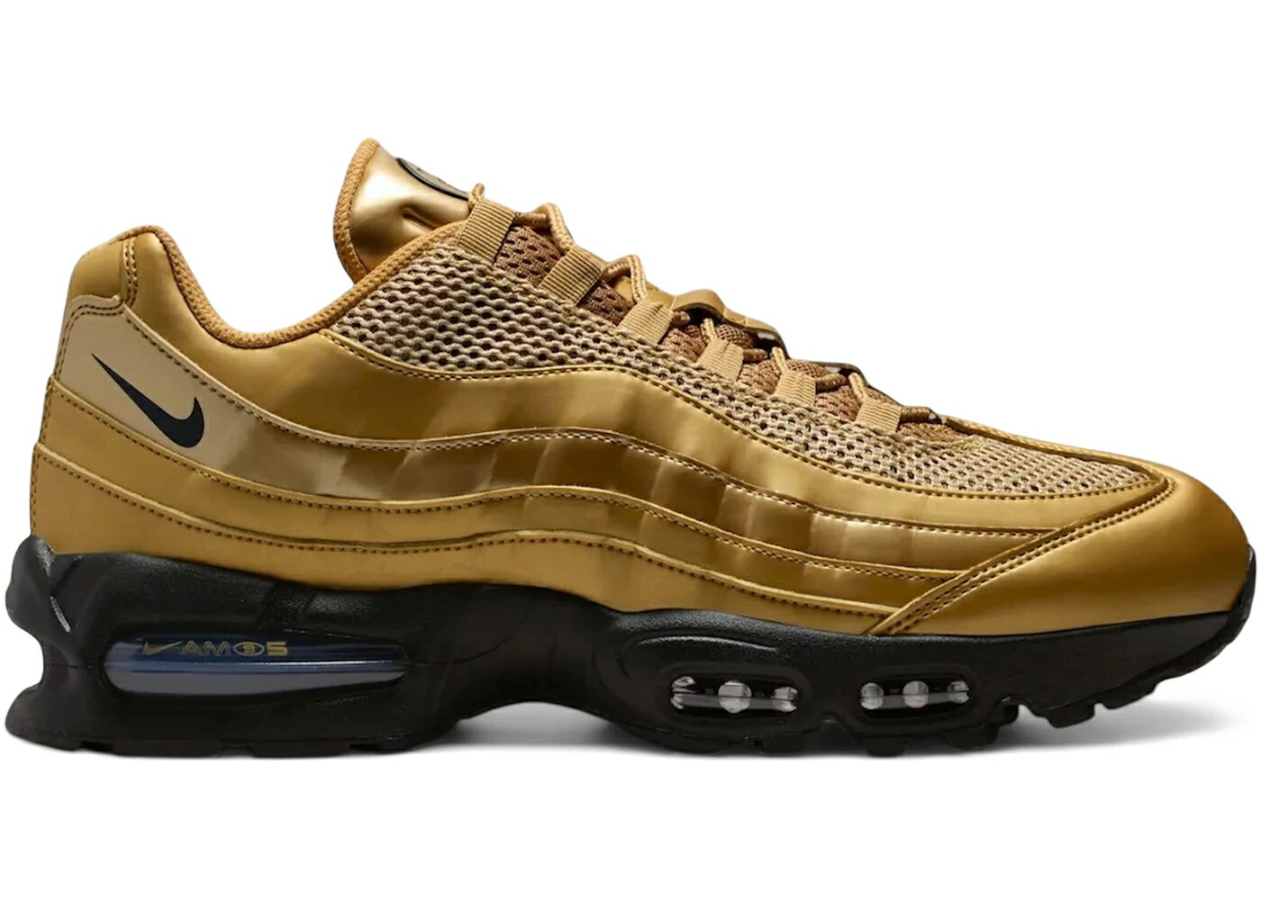 ナイキ マックス 砂上の楼閣 ゴールド 黒いこと 黒いこと エア湖マックス スニーカー メンズ NIKE AIR MAX 95 BIG BUBBLE / METALLIC GOLD BLACK UNIVERSITY