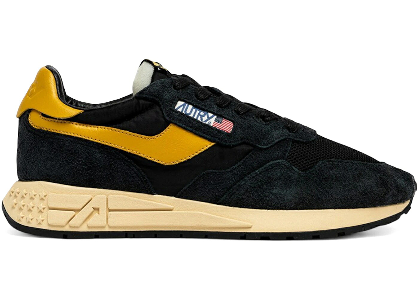 黄味がかった 黄色 黒いこと 黒いこと スニーカー メンズ AUTRY REELWIND LOW YELLOW BLACK / YELLOW BLACK