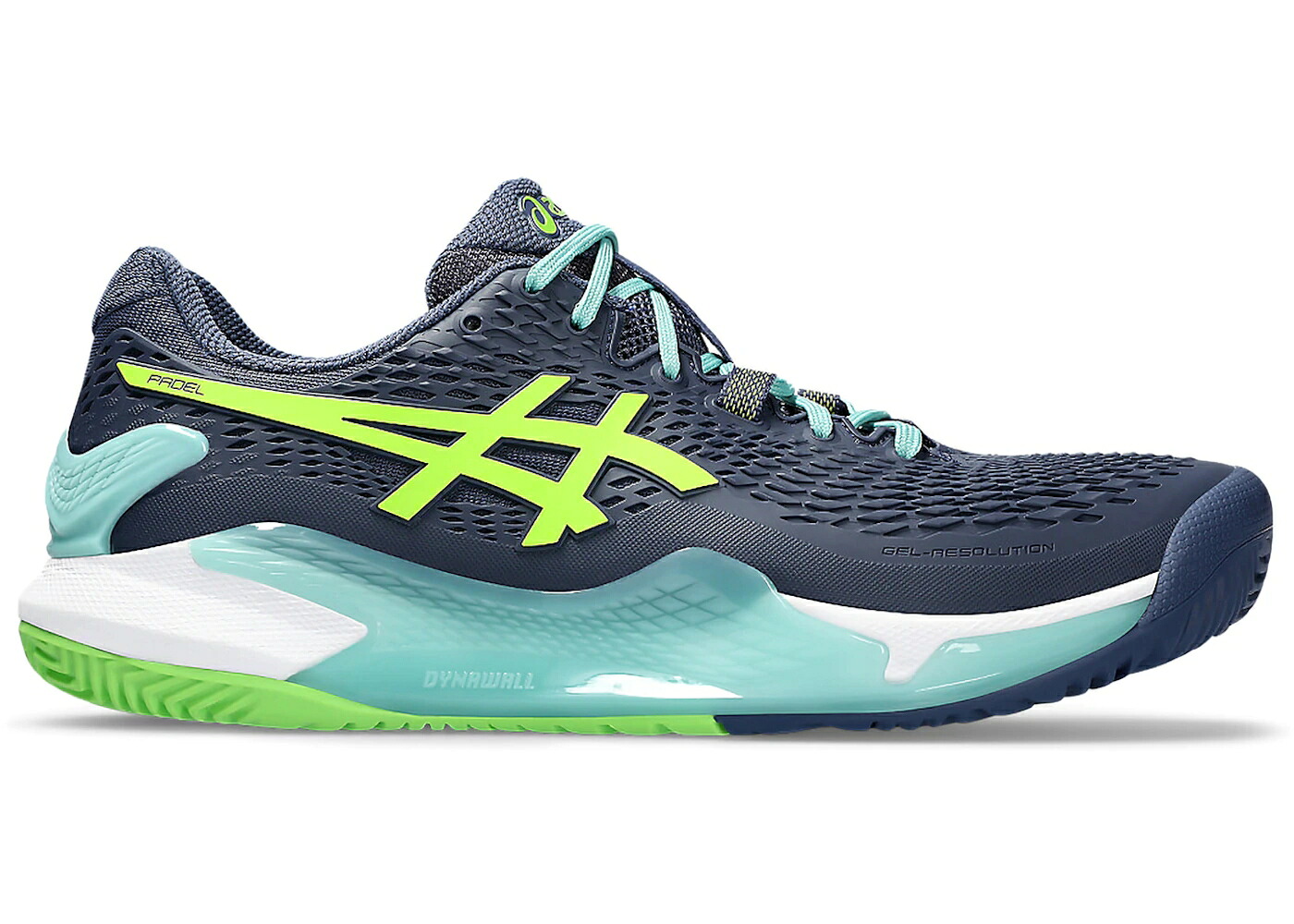 アシックス サンダー 青碧 青碧 菩提樹 スニーカー メンズ ASICS GEL-RESOLUTION 9 PADEL THUNDER BLUE ELECTRIC LIME / THUNDER BLUE ELECTRIC LIME