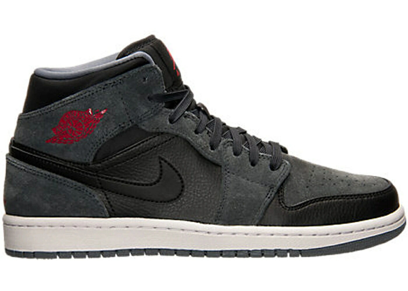 ナイキ ジョーダン ミッド 黒いこと 黒いこと 赤 赤いこと 冷やりとした スニーカー メンズ JORDAN 1 RETRO MID BLACK GYM RED ANTHRACITE / BLACK GYM RED ANTHRACITE COOL
