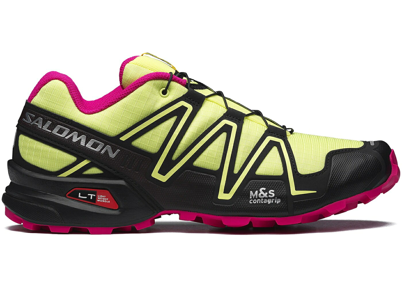 サロモン 菩提樹 サクラ色 黒いこと 黒いこと スニーカー メンズ SALOMON SPEEDCROSS 3 SUNNY LIME PINK YARROW / SUNNY LIME BLACK PINK YARROW