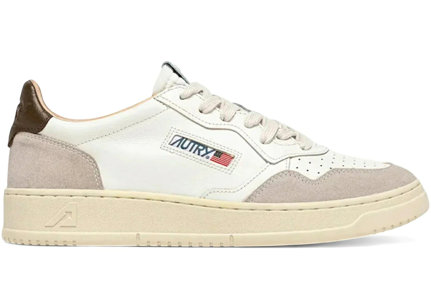 なめし革 白いこと 白いこと チーク スニーカー メンズ AUTRY MEDALIST LEATHER LOW WHITE TEAK / WHITE TEAK