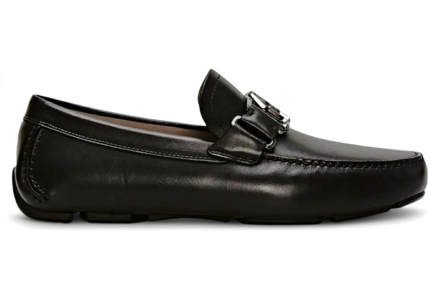 レザー ローファー 黒色 ブラック スニーカー メンズ FERRAGAMO LEATHER ORNAMENT DRIVER LOAFERS BLACK /|スニケス