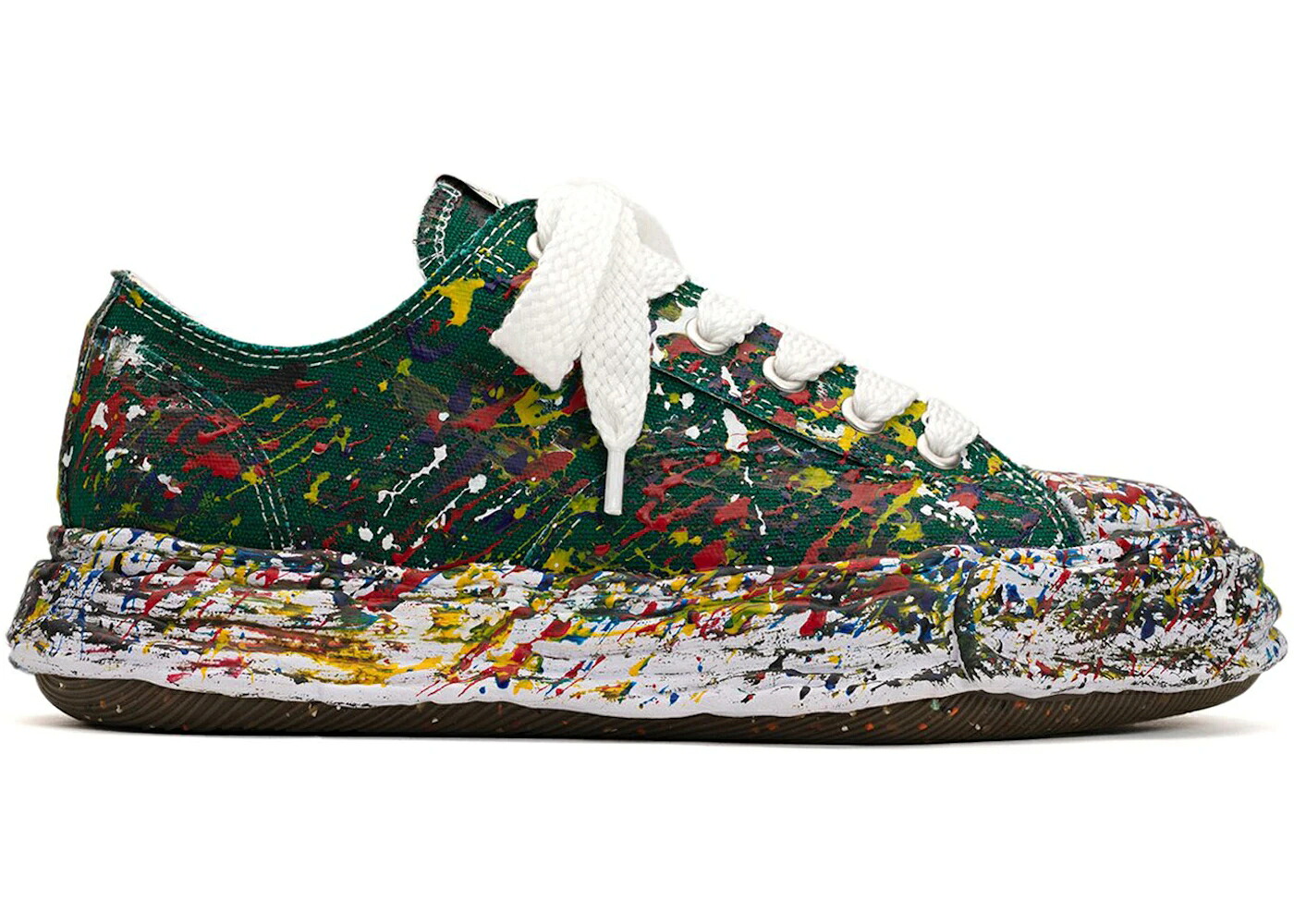 棲み家 ミハラヤスヒロ 緑 緑であること スニーカー メンズ MAISON MIHARA YASUHIRO MAISON MIHARA YASUHIRO PETERSON23 OG SOLE CANVAS LOW SPUTTERING PAINT GREEN /