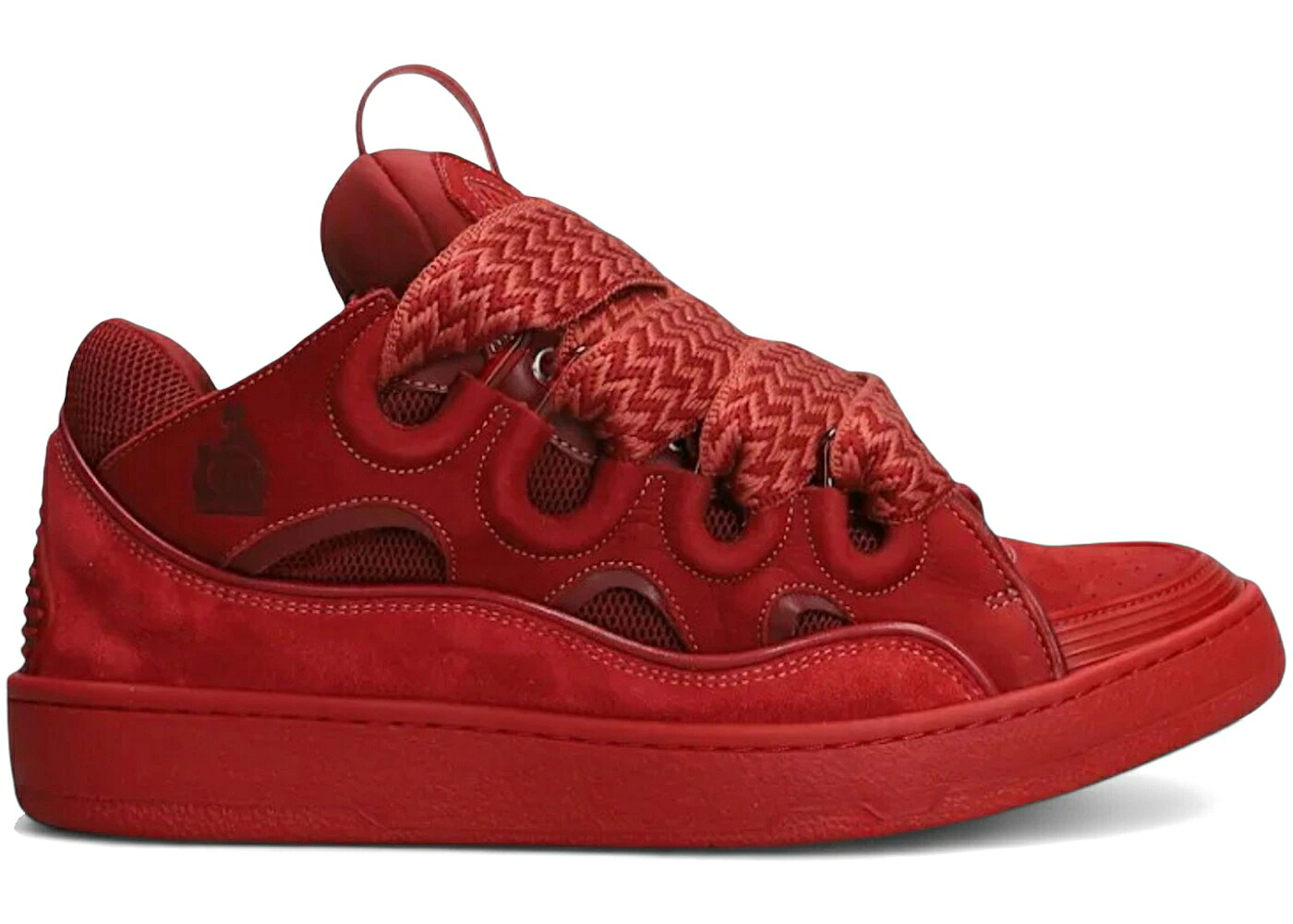 ランバン なめし革 赤 赤いこと スニーカー メンズ LANVIN LEATHER CURB RED /