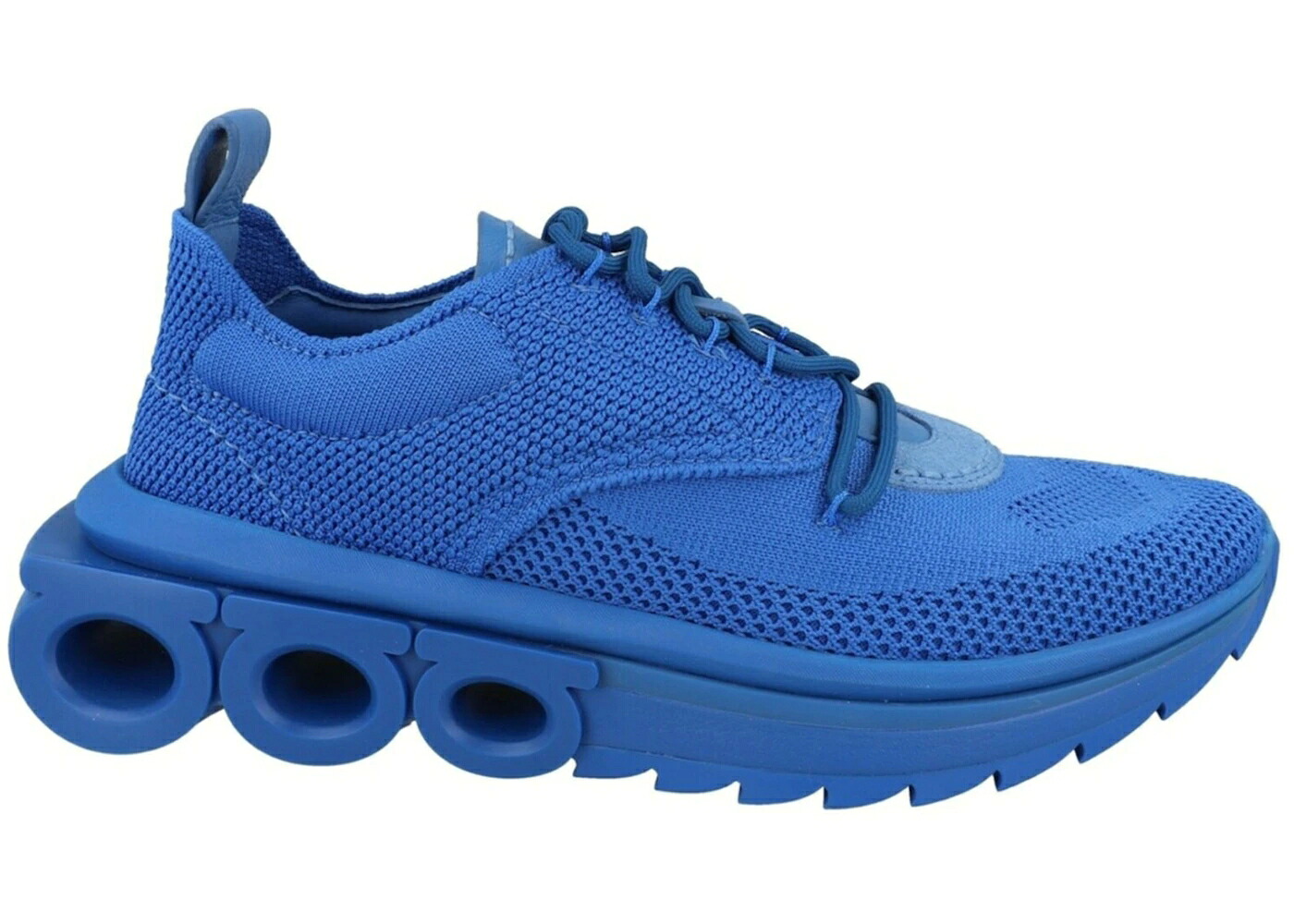 編み物 青碧 青碧 スニーカー メンズ FERRAGAMO NIMA KNIT LOW-TOP SNEAKERS BLUE /