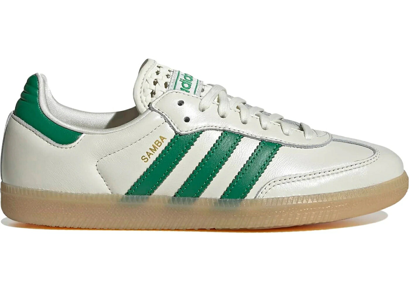 アディダス サンバ 白いこと 白いこと 緑 緑であること ゴールド WOMEN\u0027S スニーカー レディース ADIDAS SAMBA OG BASKETWEAVE TONGUE OFF WHITE GREEN (WOMEN\u0027S) / OFF WHITE GREEN GOLD METALLIC