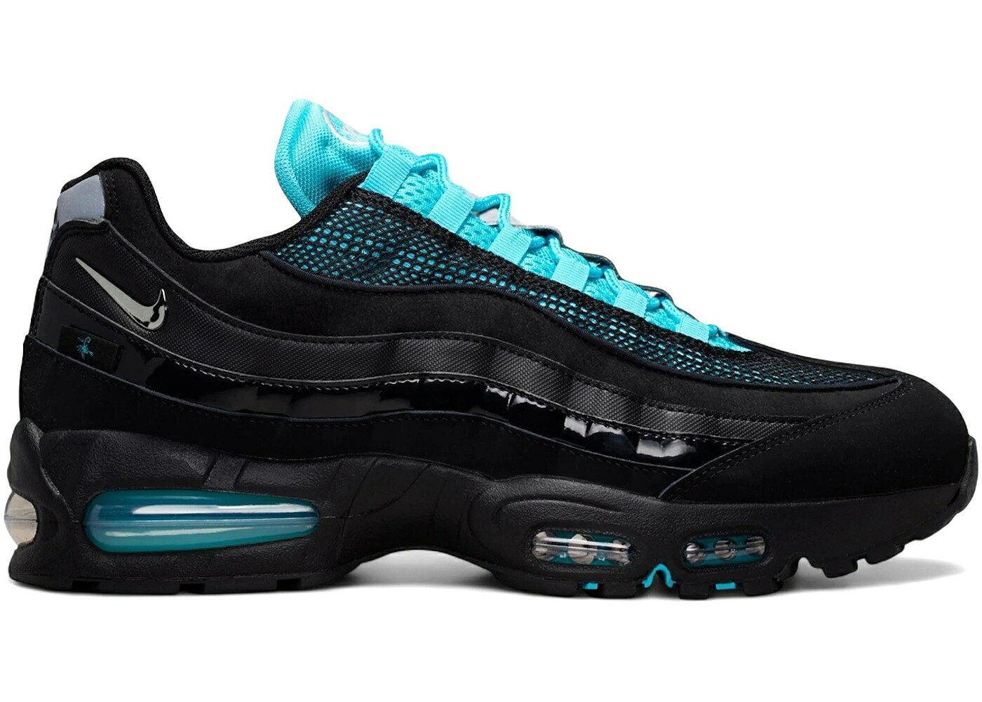ナイキ マックス バブル 黒色 ブラック 青色 ブルー エアマックス スニーカー メンズ NIKE AIR MAX 95 BIG BUBBLE SCORPION / BLACK CHROME GAMMA BLUE METALLIC|スニケス
