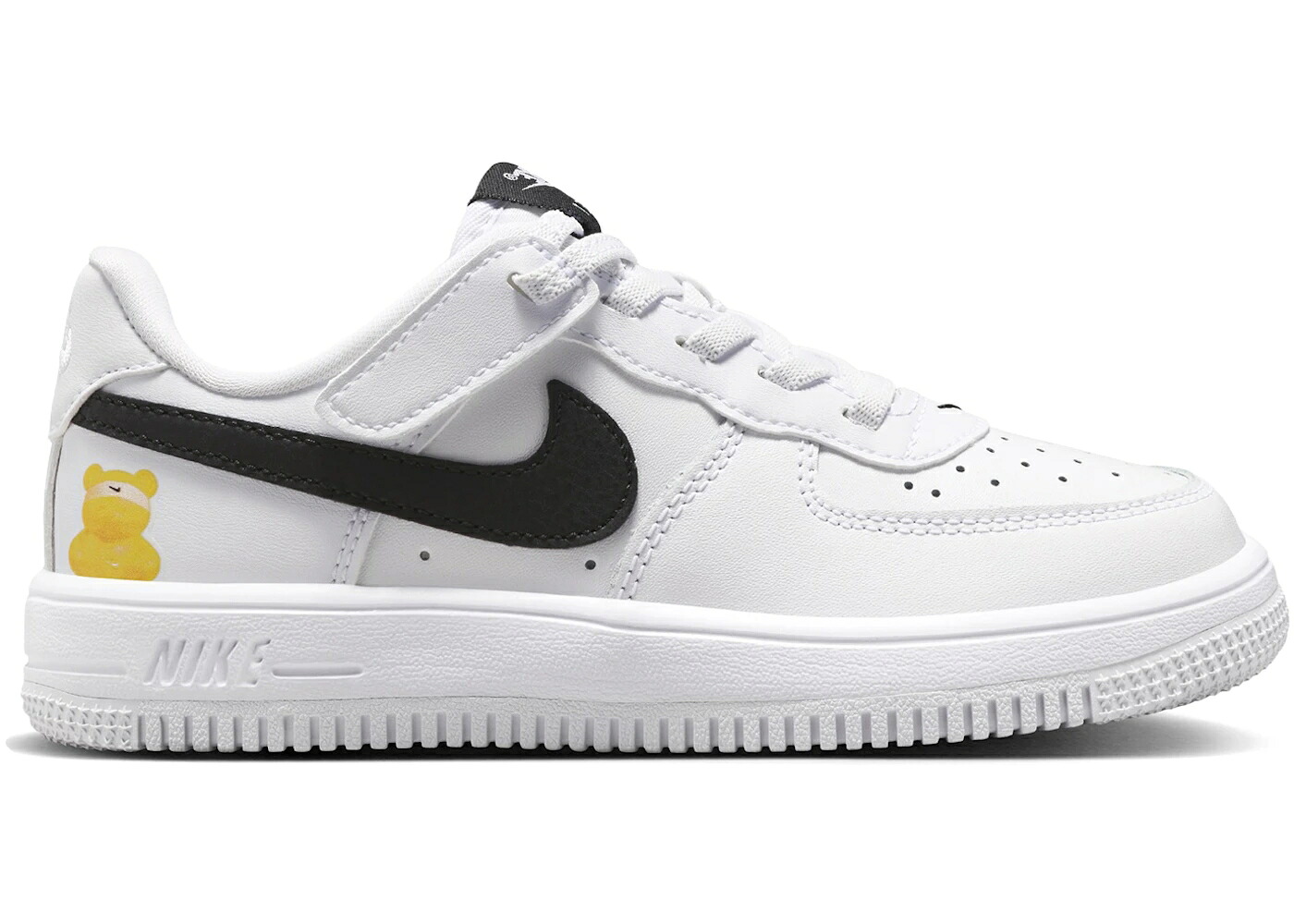 ナイキ 白いこと 白いこと 黒いこと 黒いこと 黄味がかった 黄色 お坊っちゃん キッズ NIKE FORCE 1 LOW EASYON WHITE BLACK YELLOW BEAR (なおなお書き) / WHITE BLACK もの言う花 マタニティ スニーカー