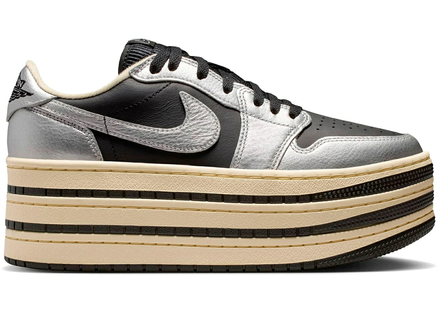 ナイキ ジョーダン しろがね色 しろがね色 黒いこと 黒いこと WOMEN\u0027S スニーカー レディース JORDAN 1 LOW TRIPLE STACK METALLIC SILVER BLACK (WOMEN\u0027S) / METALLIC SILVER BLACK MUSLIN
