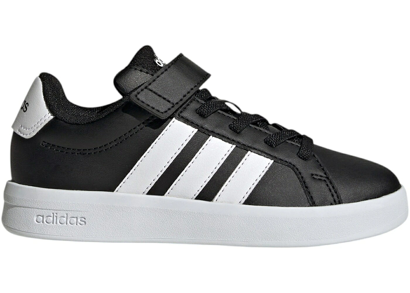 アディダス グランド コート 黒色 ブラック 白色 ホワイト コア 3.0 ジュニア キッズ ADIDAS GRAND COURT BLACK CLOUD WHITE (PS) / CORE BLACK CLOUD WHITE CLOUD ベビー マタニティ スニーカー｜スニケス