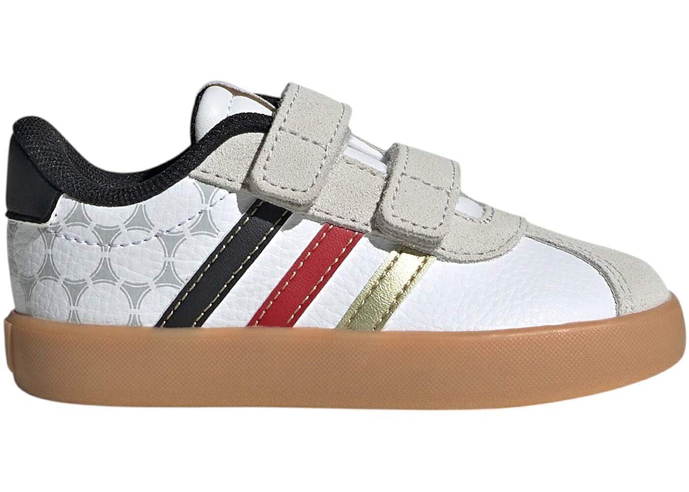 アディダス コート 白色 ホワイト 黒色 ブラック 赤 レッド ゴールド コア 3.0 ジュニア キッズ ADIDAS VL COURT CF WHITE BLACK RED GOLD METALLIC (TD) / CLOUD WHITE CORE BLACK GOLD｜スニケス