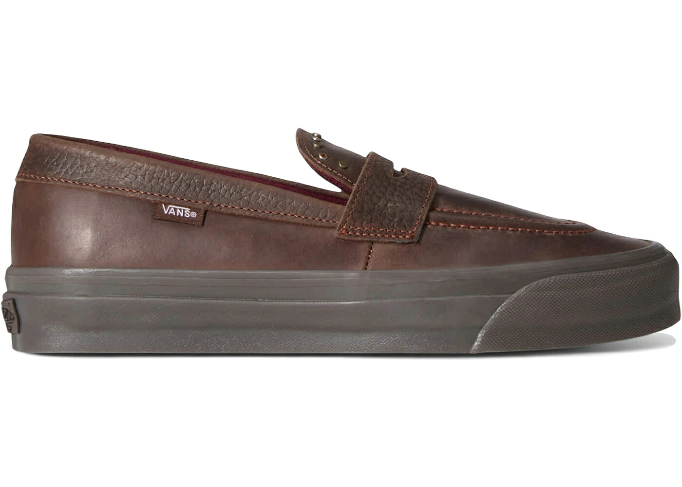 ヴァンズ バンズ 割り増し金 置き目毛革 スニーカー 赤銅色 赤銅色 スニーカー メンズ VANS PREMIUM LOAFER HARDWARE BROWN /