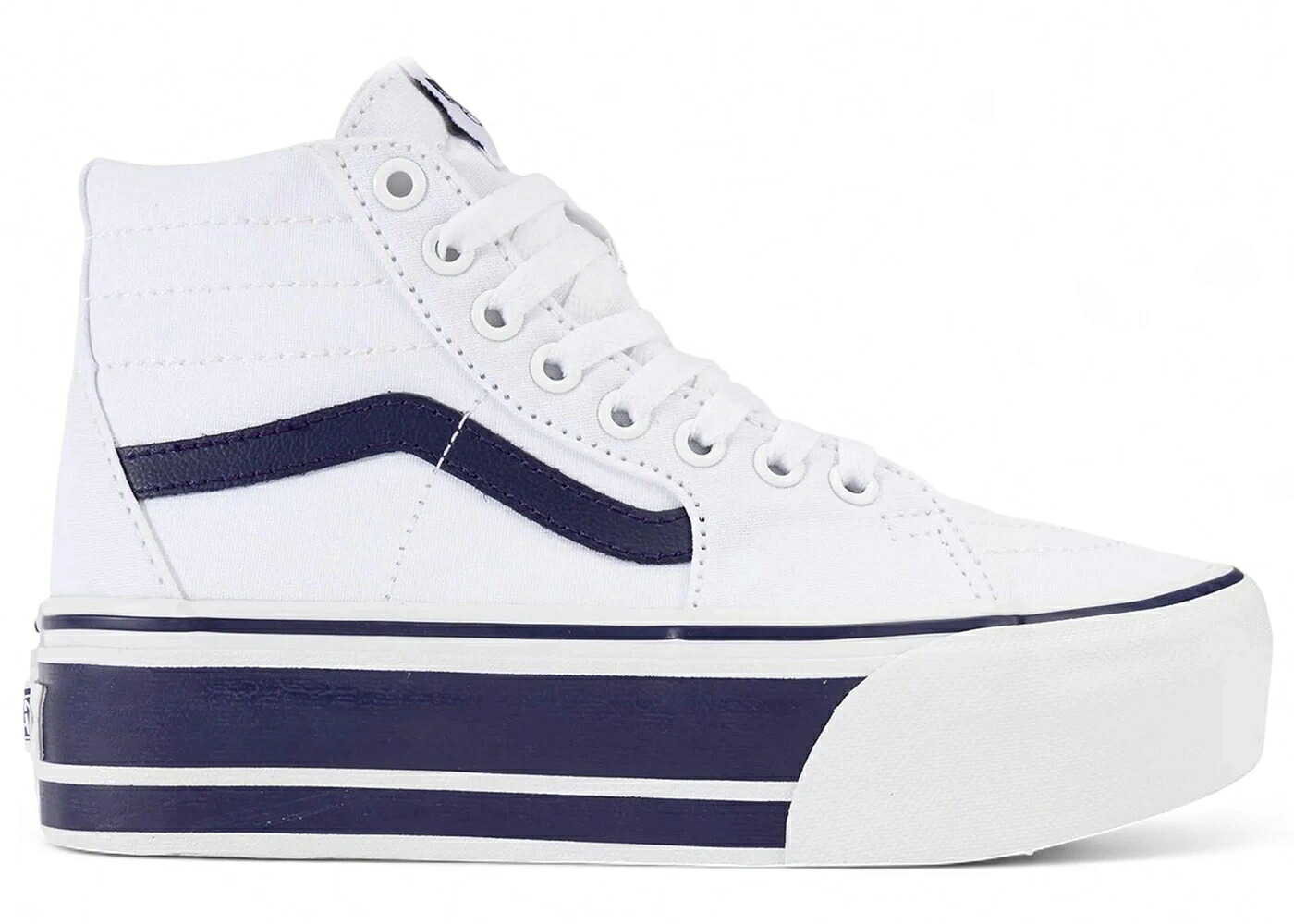 ヴァンズ バンズ 滑るご機嫌 白いこと 白いこと 紺色 米国海軍 スニーカー メンズ VANS UA SK8-HI TAPERED STACKFORM SPORT STRIPES WHITE NAVY / TRUE WHITE NAVY