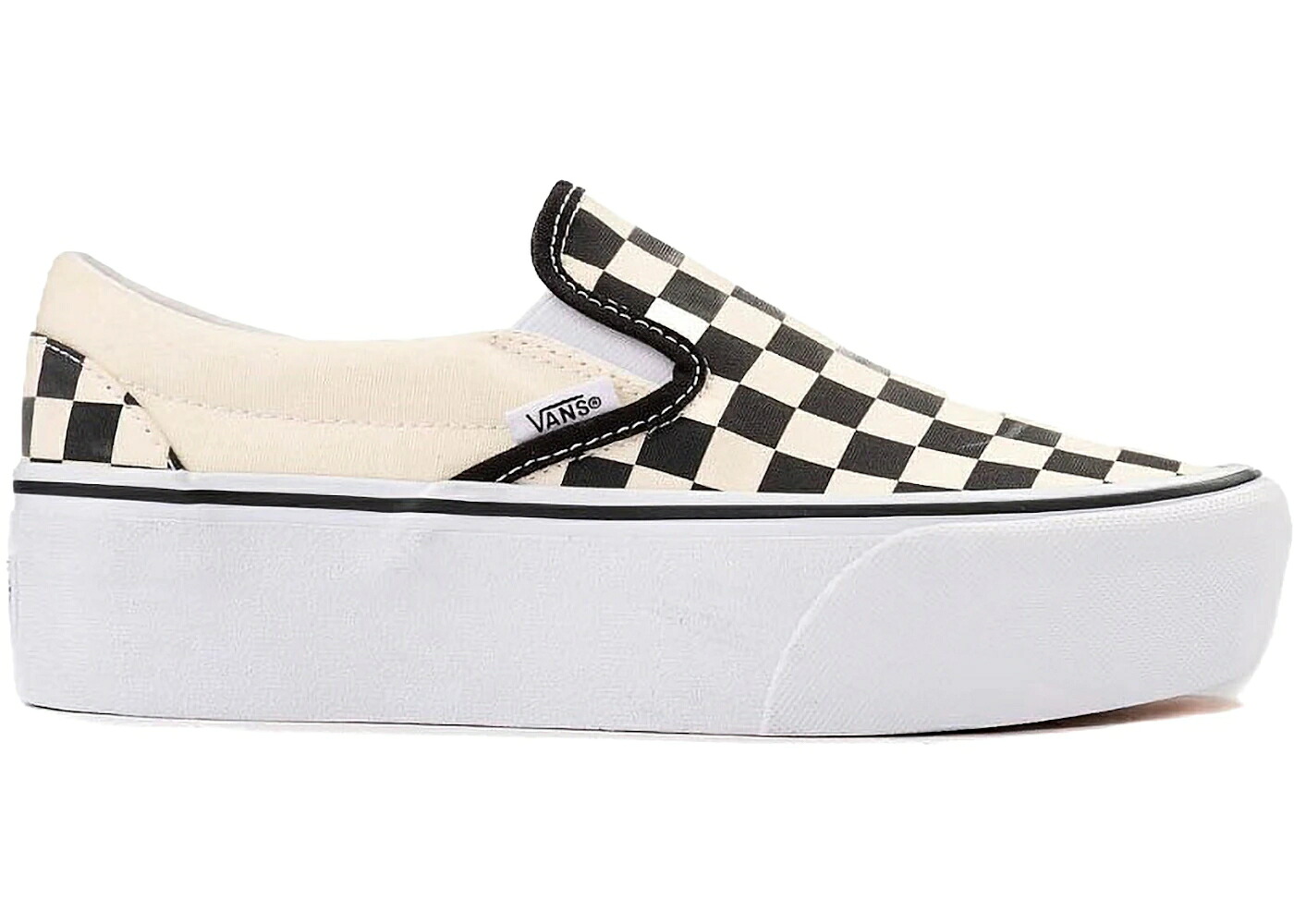 ヴァンズ バンズ クラシック スリッポン 黒色 ブラック 白色 ホワイト スニーカー メンズ VANS CLASSIC SLIP-ON STACKFORM CHECKERBOARD BLACK WHITE / BLACK CLASSIC WHITE|スニケス