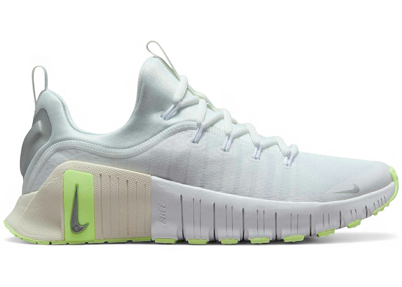 ナイキ 無償性 白いこと 白いこと しろがね色 しろがね色 WOMEN\u0027S スニーカー レディース NIKE FREE METCON 6 WHITE BARELY VOLT SILVER METALLIC (WOMEN\u0027S) / WHITE BARELY VOLT SAIL METALLIC