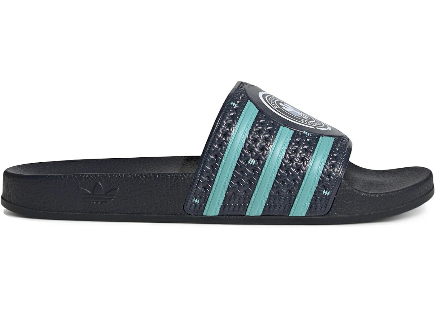 アディダス トレフォイル サンダル 紺色 ネイビー アクア スニーカー メンズ ADIDAS TREFOIL SLIDE GERMANY NAVY FLASH AQUA / COLLEGIATE NAVY FLASH AQUA｜スニケス
