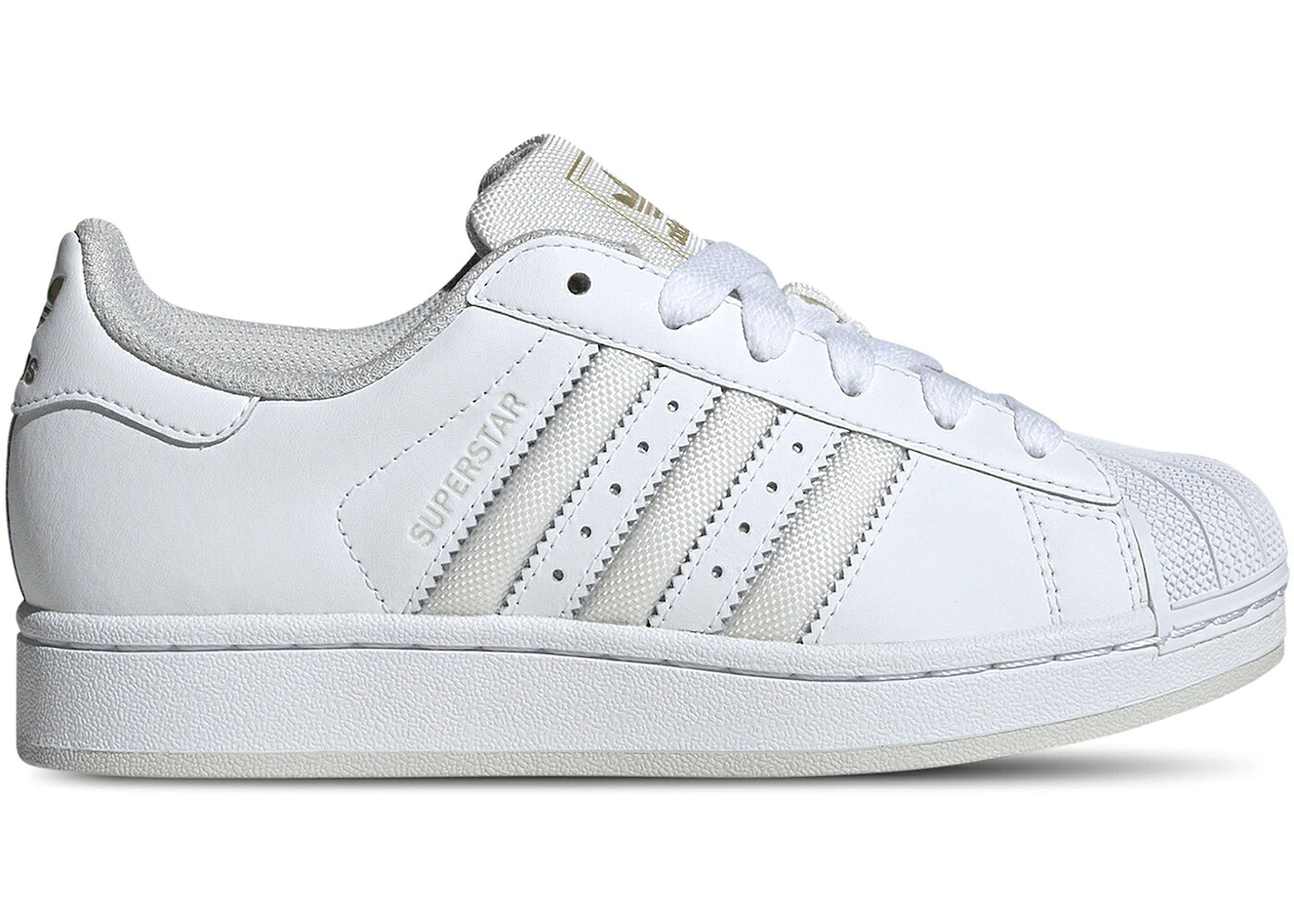 アディダス スーパースター 白色 ホワイト 灰色 グレー ゴールド ジュニア キッズ ADIDAS SUPERSTAR II WHITE GREY ONE (GS) / CLOUD WHITE GREY ONE GOLD ベビー マタニティ スニーカー|スニケス