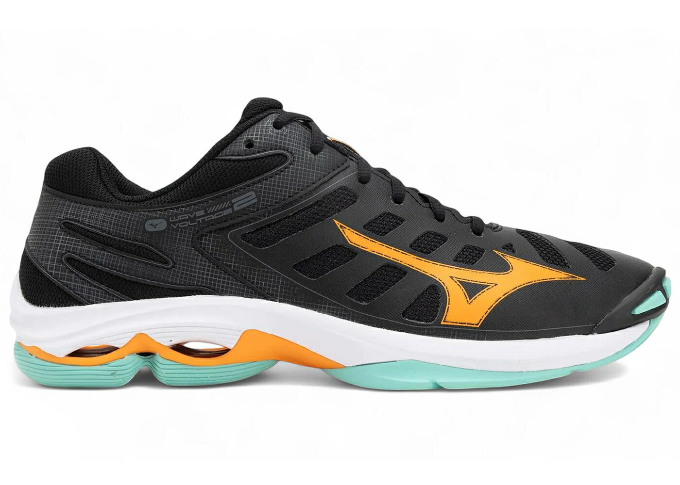 ミズノ 縮くれる ウェイブ 黒いこと 黒いこと 緑 緑であること スニーカー メンズ MIZUNO WAVE VOLTAGE 2 BLACK TANGELO ICE GREEN / BLACK TANGELO ICE GREEN