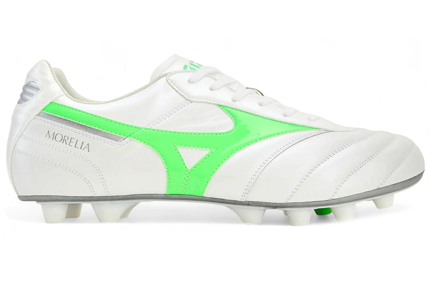 ミズノ エリート 白色 ホワイト 緑 グリーン ギャラクシー 銀色 シルバー スニーカー メンズ MIZUNO MORELIA II ELITE MD WHITE NEON GREEN GALAXY SILVER / WHITE NEON GREEN GALAXY SILVER｜スニケス