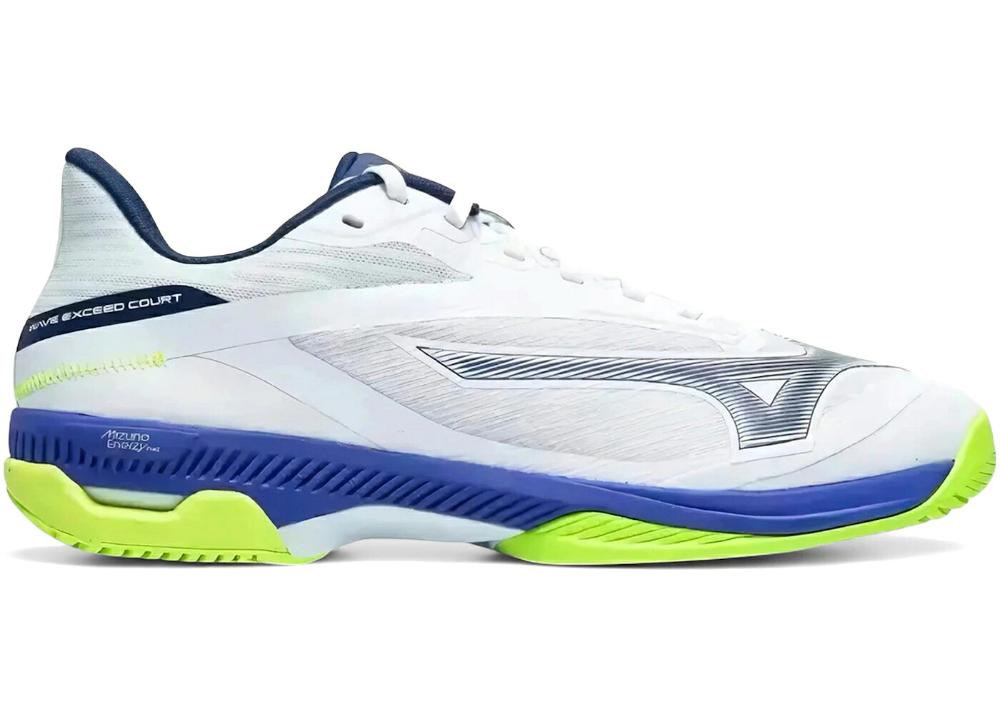 ミズノ 縮くれる ウェイブ 厚地の外套 白いこと 白いこと 青み 青色 雷火 スニーカー メンズ MIZUNO WAVE EXCEED COURT AC WHITE DAZZLING BLUE LIGHTNING / WHITE DAZZLING BLUE LIGHTNING
