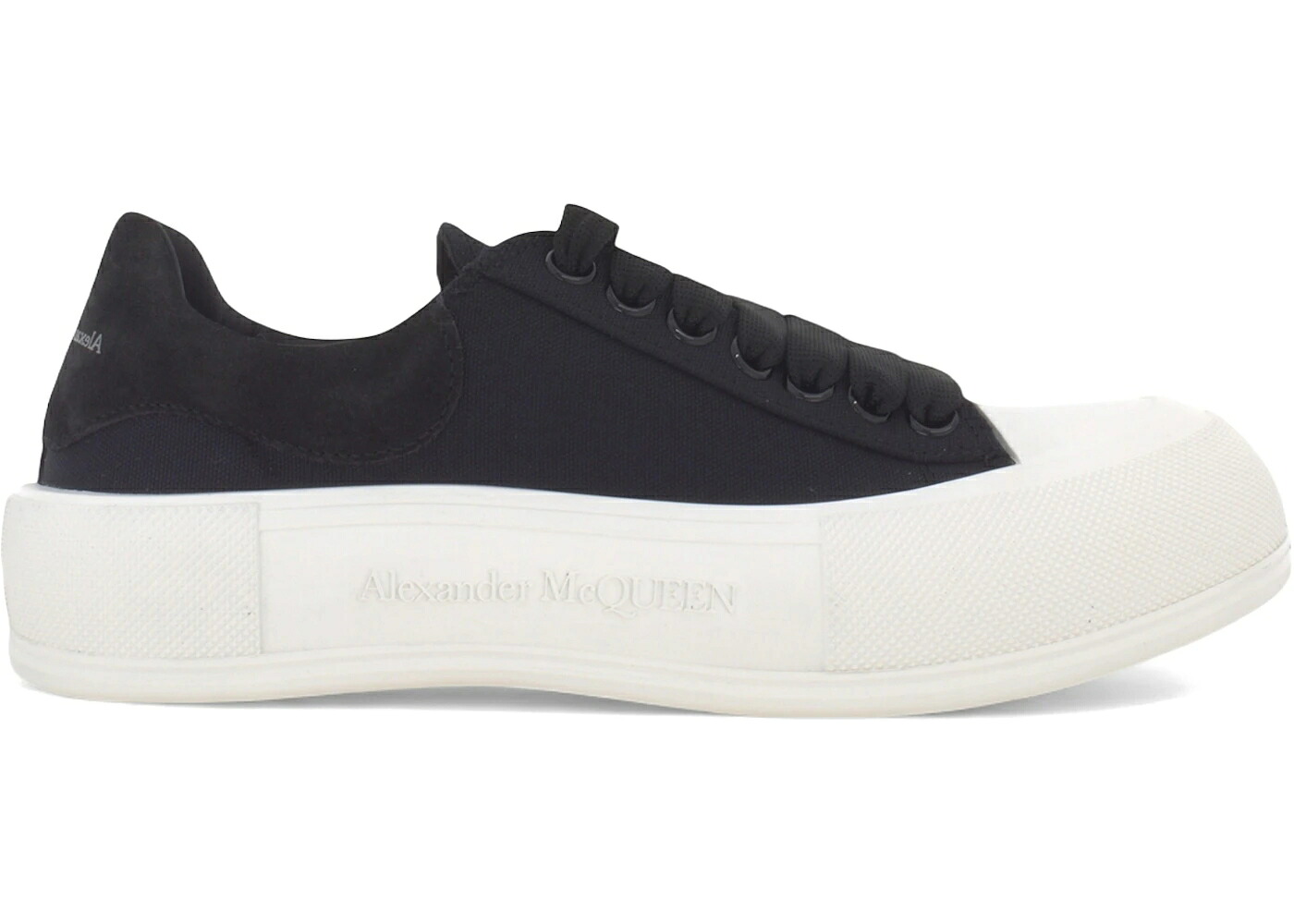 アレキサンダーマックイーン スケート 黒色 ブラック 白色 ホワイト スニーカー メンズ ALEXANDER MCQUEEN ALEXANDER MCQUEEN DECK SKATE PLIMSOLL BLACK WHITE / BLACK WHITE|スニケス