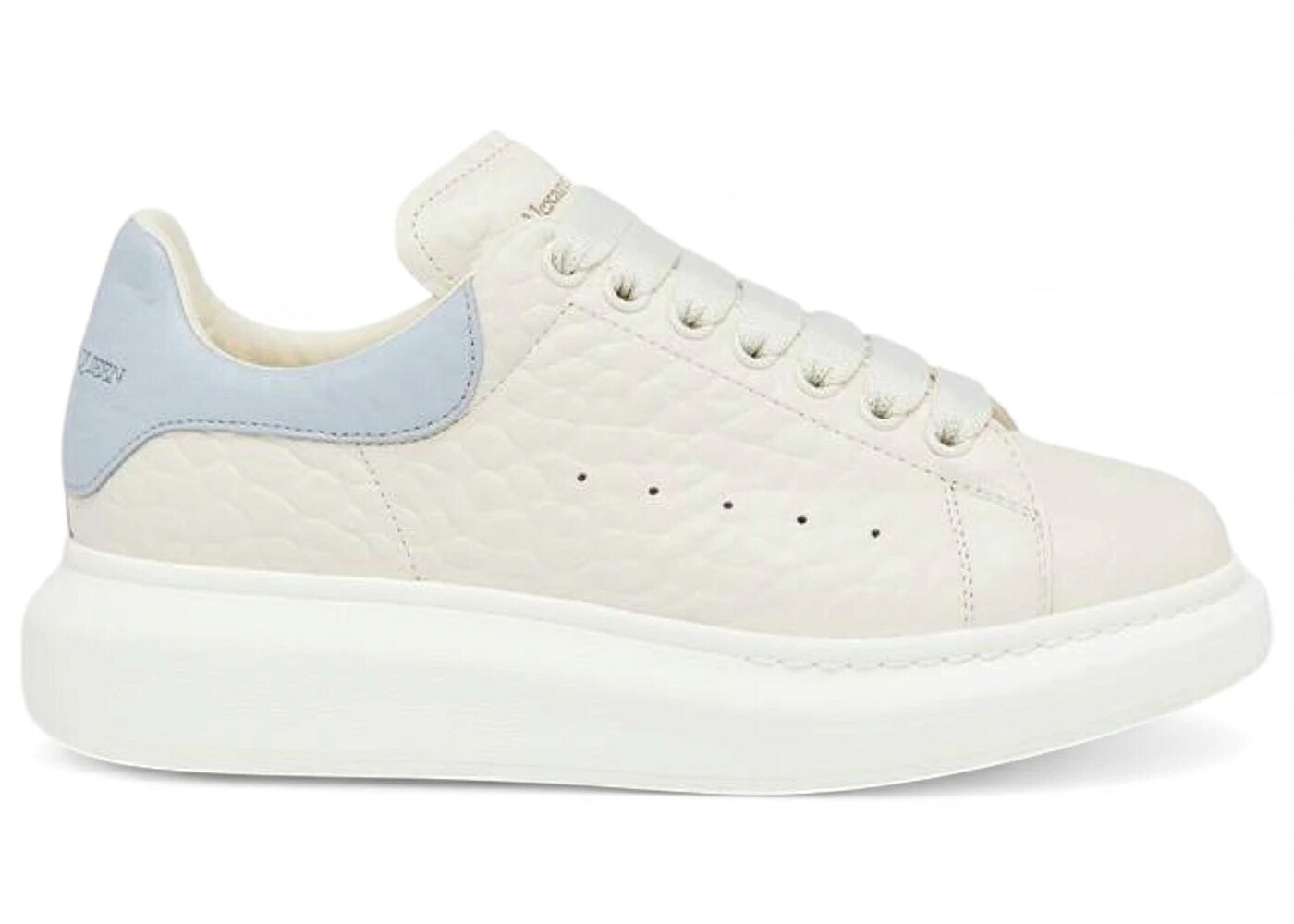 アレキサンダーマックイーン 白色 ホワイト レザー 青色 ブルー スニーカー メンズ ALEXANDER MCQUEEN ALEXANDER MCQUEEN OVERSIZED OFF WHITE LIGHT GRAINY LEATHER / OFF WHITE LIGHT BLUE|スニケス