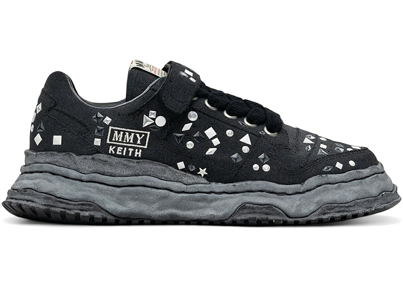 メゾン ミハラヤスヒロ 黒色 ブラック スニーカー メンズ MAISON MIHARA YASUHIRO MAISON MIHARA YASUHIRO KEITH OG SOLE EMBELLISHED CANVAS BLACK / BLACK BLACK｜スニケス